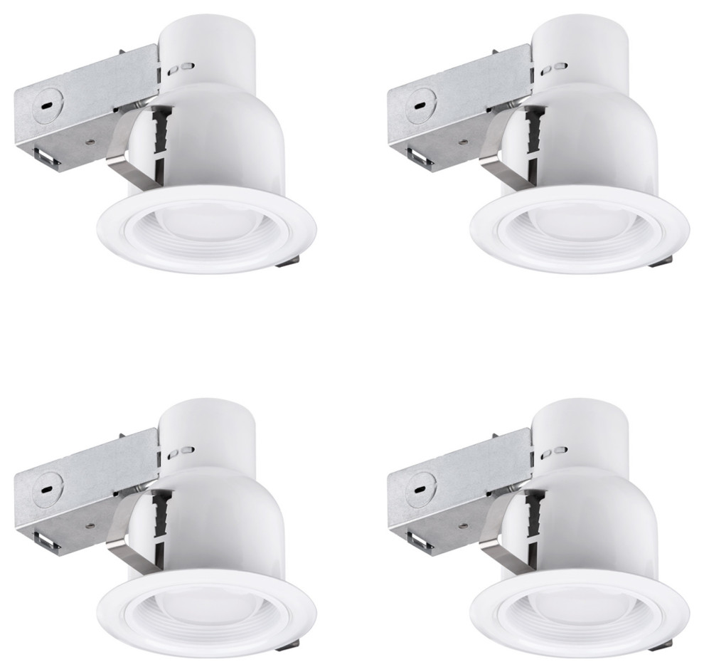 White Indoor/Outdoor Recessed Lighting Kit, 4Pack, 4" Contemporary