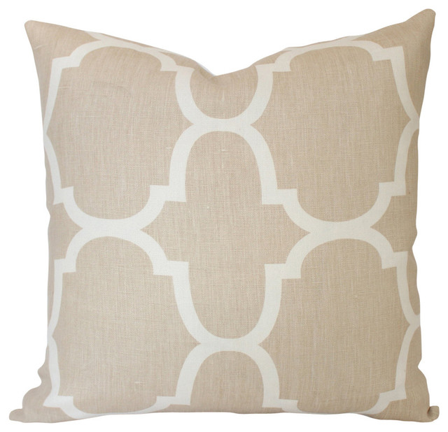 Kravet Riad Tan and Cream Pillow Geometric Pillow Cover
