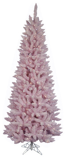 6 5 Pre Lit Flocked Cupcake Pink Spruce Slim Christmas Tree Clear 4 5 Pre Lit Led Flocked Pink Artificial Spruce Slim Christmas Tree Clear Light
