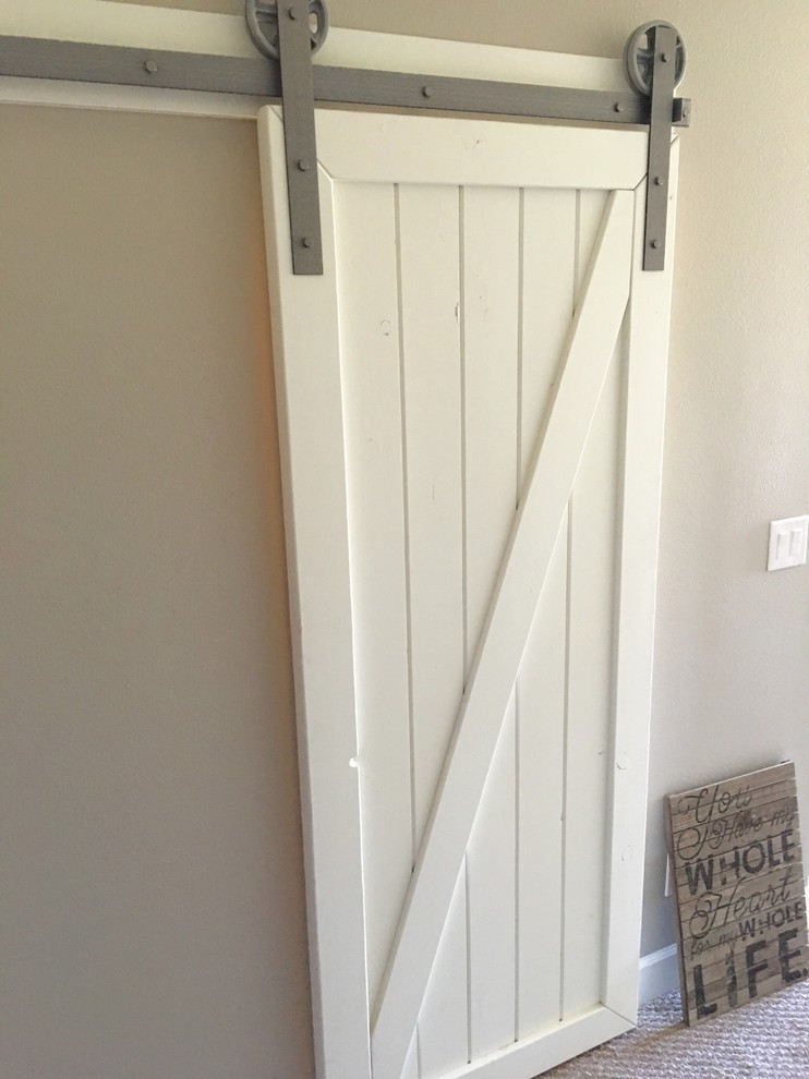 White Rustic sliding barn doors Rustic Closet Denver by WCF