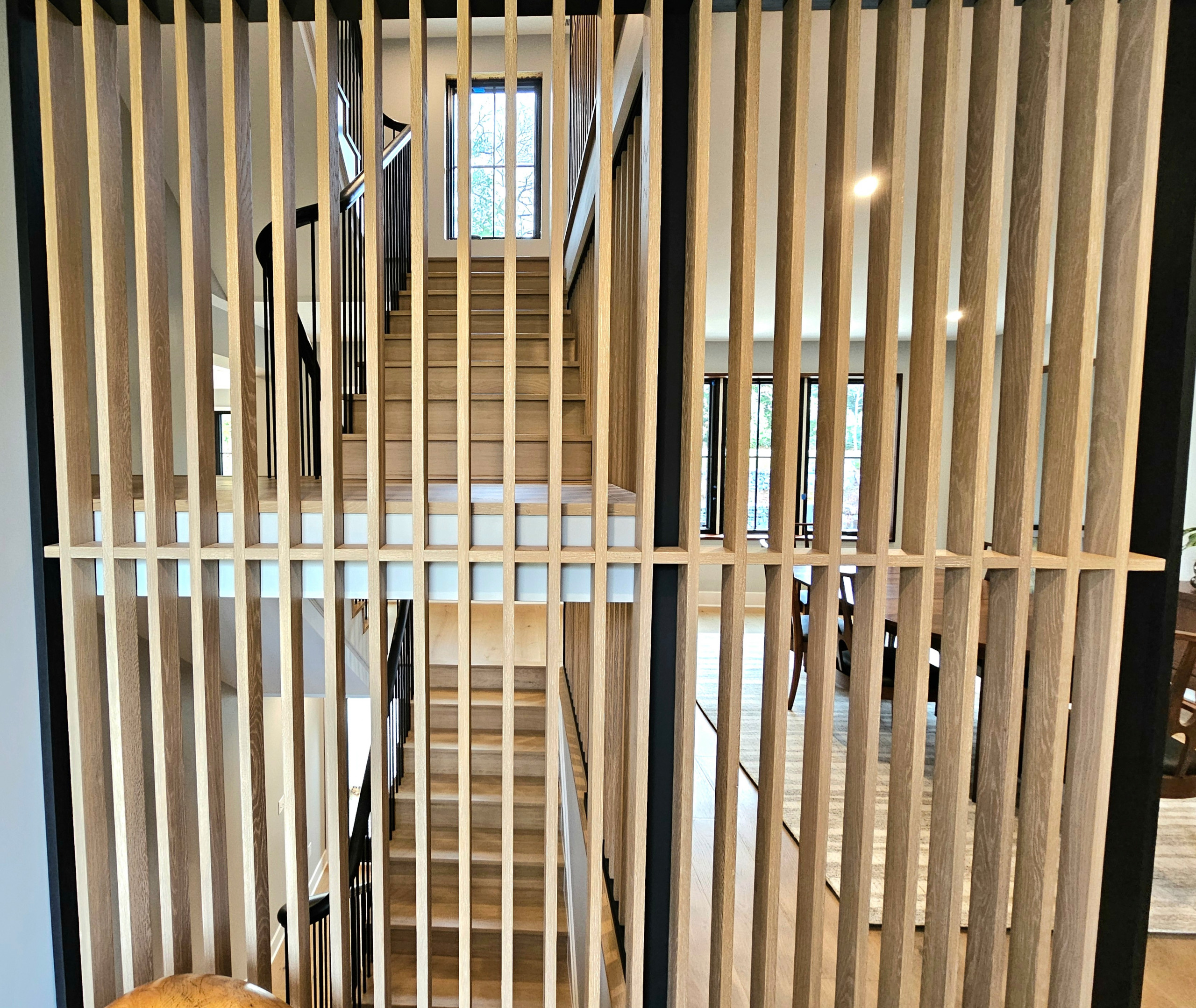 115_Stunning Continuous Rail System on 3 Story Floating Stairs; Arlington, VA 22