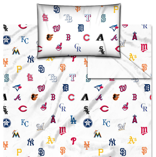 MLB Sheet Set Baseball League Teams 3 Piece Twin Size Bed Sheets