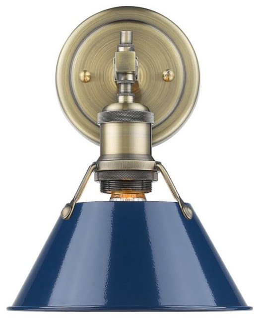 Golden Lighting Orwell 1-Light Bath Vanity, Aged Brass, Navy Blue