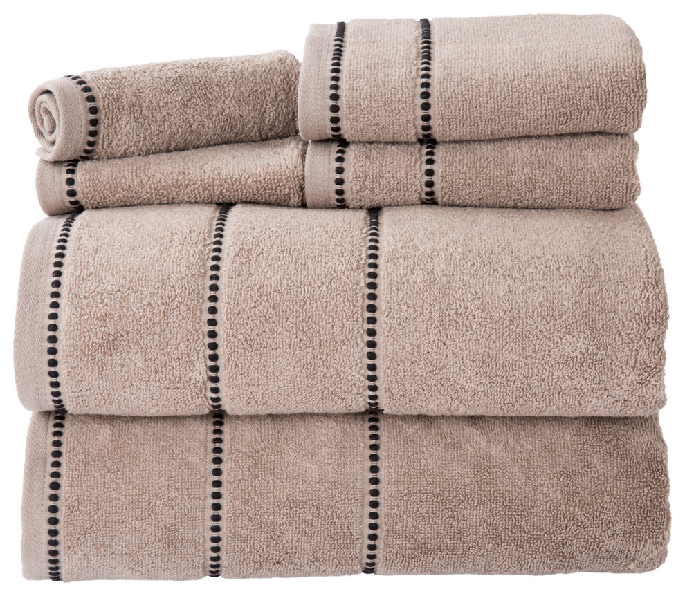 Lavish Home Quick Dry 100% Cotton Zero Twist 6 Piece Towel Set -Taupe