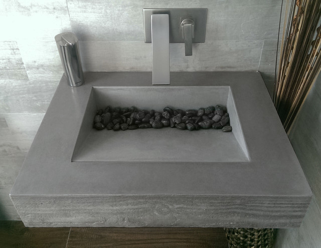 Dark Gray Concrete Ada Compliant Bathroom Sink