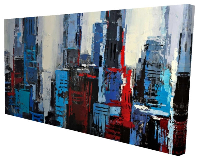 Abstract Blue City, Print On Canvas - Contemporary - Prints And Posters ...