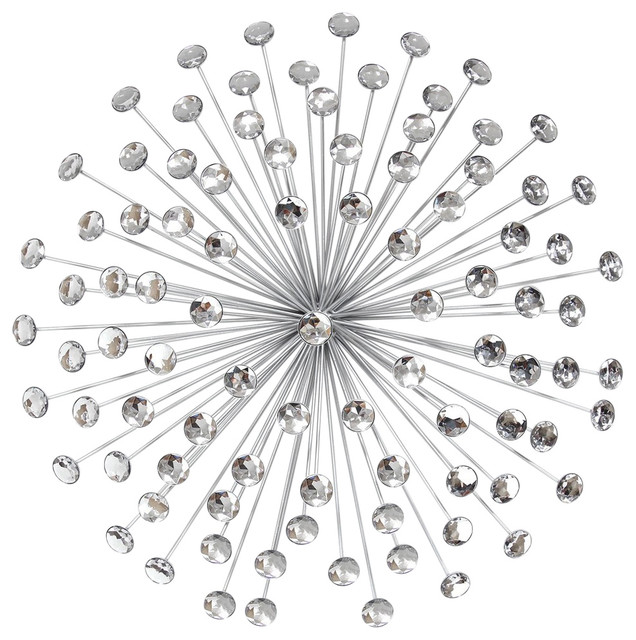 24" Silver Acrylic Burst Wall Decor Midcentury Wall Sculptures by