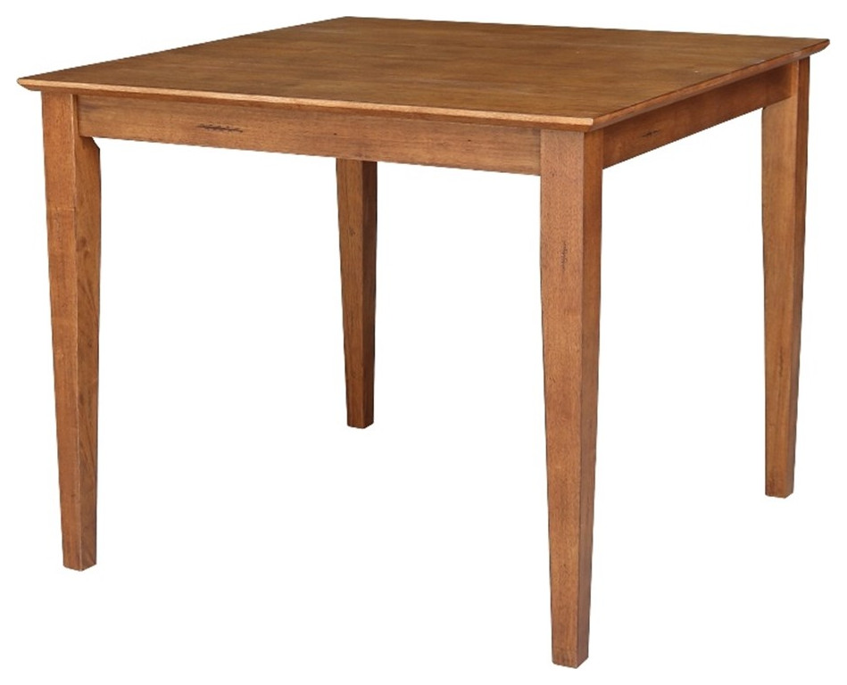 36 x 36 in. Solid Wood Dining Table with Shaker Styled Legs - Distressed Oak