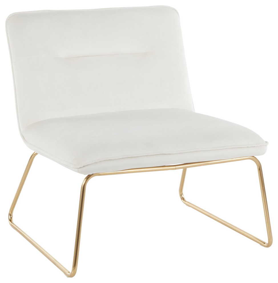 Casper Accent Chair, Gold Metal/Cream Velvet