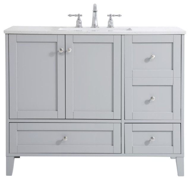 42 inch Single Bathroom Vanity in Grey Transitional Bathroom