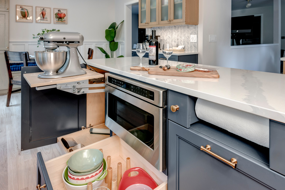 Example of a transitional kitchen design in Seattle
