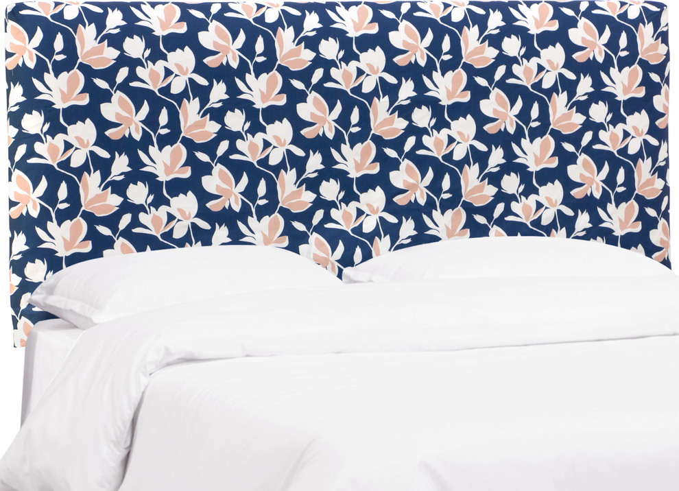 Markham Slipcover Headboard, Silhouette Floral Navy Blush, Twin