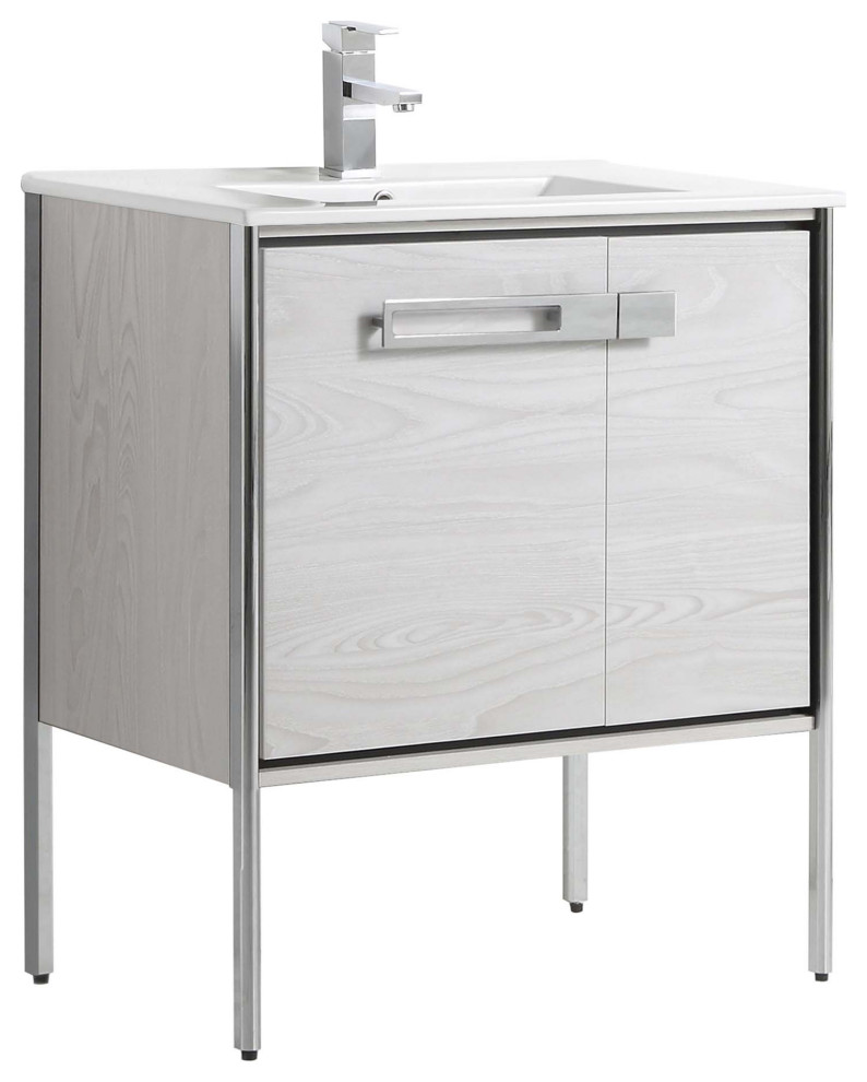 Oakville Bath Vanity, Ceramic Sink, 30 Inch Contemporary Bathroom