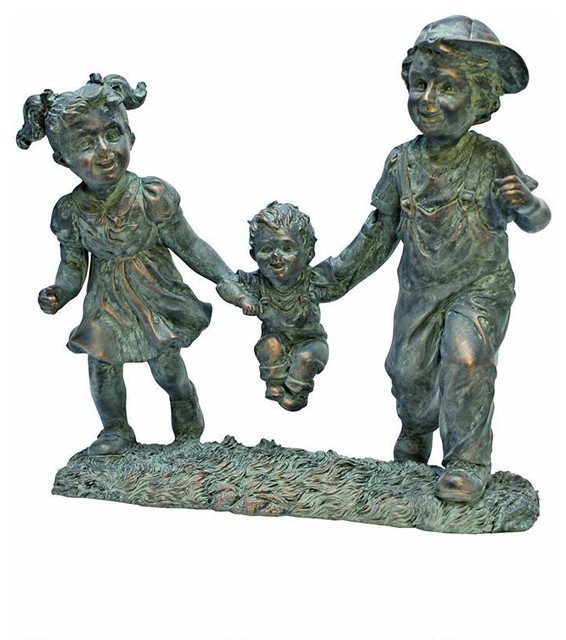 Bronze Finish Children Childhood Memories Garden Statue Traditional