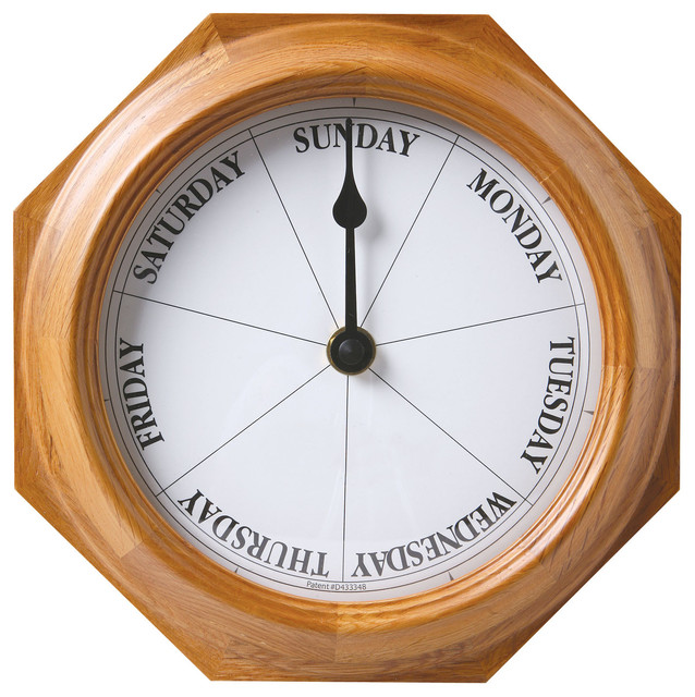 Day of Week Wall Clock in Oak Retirement Gift Dementia Alzheimer's
