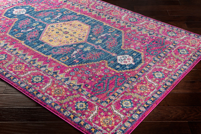 Surya Harput Hap-1077 Rug, Garnet, Dark Blue, Teal, Saffron, 5'3