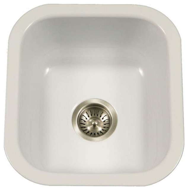 Houzer PCB-1750 Porcela 15-3/5" Single Basin Undermount Porcelain - White