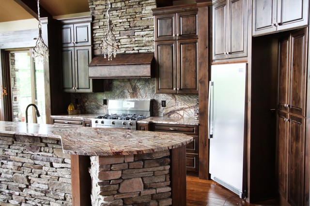 Hidden Pantry Door Rustic Kitchen Cleveland By