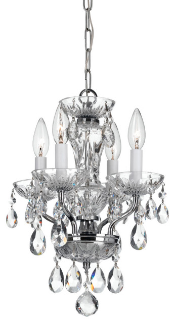 Crystorama 5534-CH-CL-MWP 4 Light Mini Chandelier in Polished Chrome