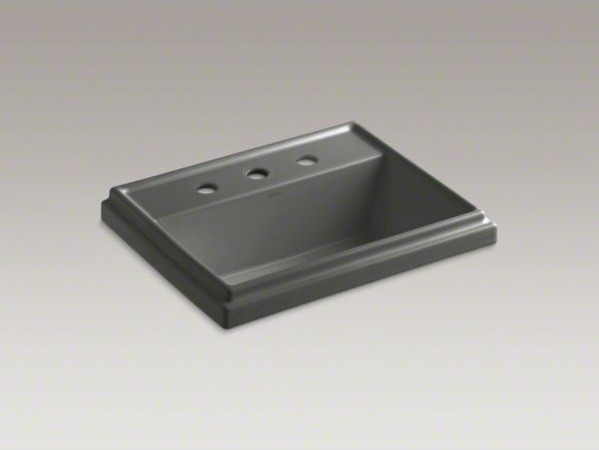 KOHLER Tresham(R) rectangular drop-in bathroom sink with 8" widespread faucet ho