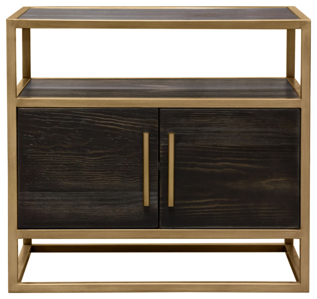 Dark wood and gold bedside table Clearance