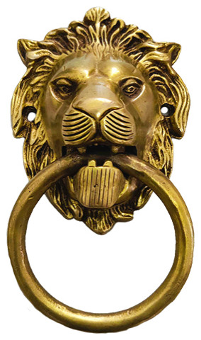 Large Solid Brass Lion Head Push Button Doorbell Personalized Engraved Name