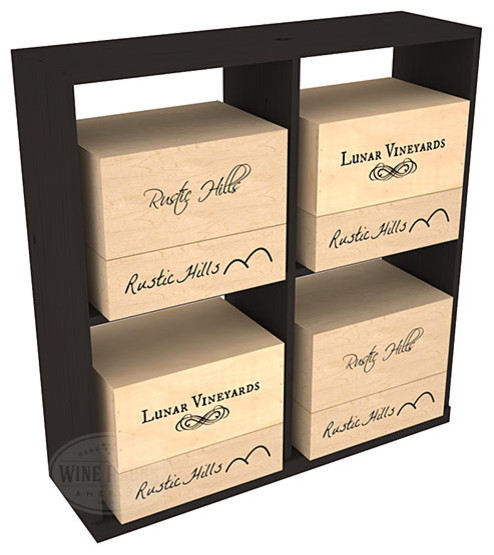 Solid Case Wine Storage Bin, Pine, Black