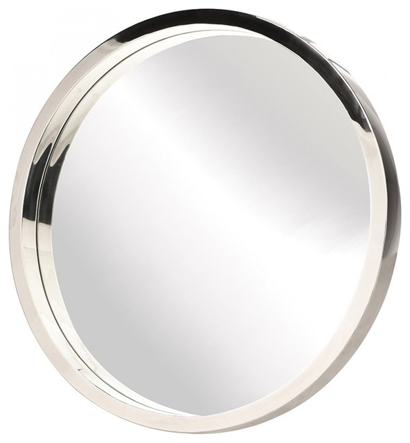 35 5 W Steffany Mirror Round Polished, Modern Stainless Steel Frame Mirror