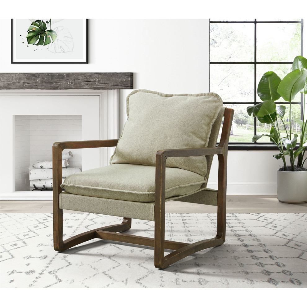 Spitfire Espresso Wood Trim Accent Chair Transitional Armchairs And