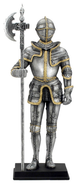 Medieval Suit Of Armor Knight Of Chivalry Halberdier 7 inches H Figurine Statue