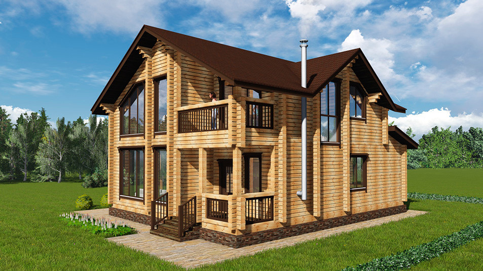 Проектирование. Двухэтажный жилой дом из бруса 170 кв.м.