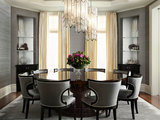 Transitional Dining Room by Lichten Architects