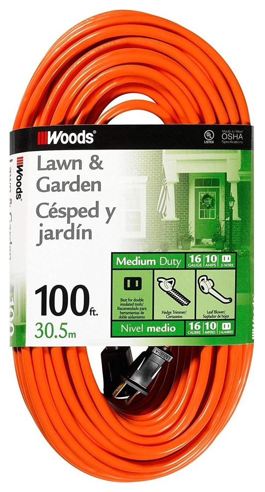 Woods 0724 Outdoor Extension Cord, 100', Orange Traditional