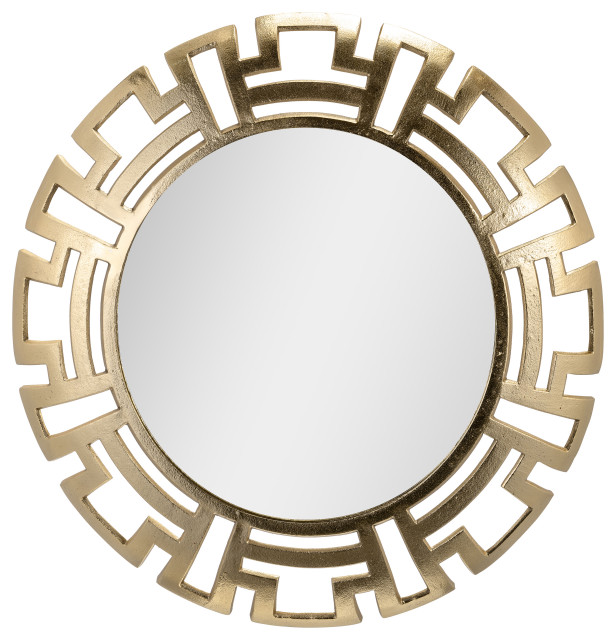 Sagebrook Home Contemporary Metal Tribal Round Mirror With Gold 17921