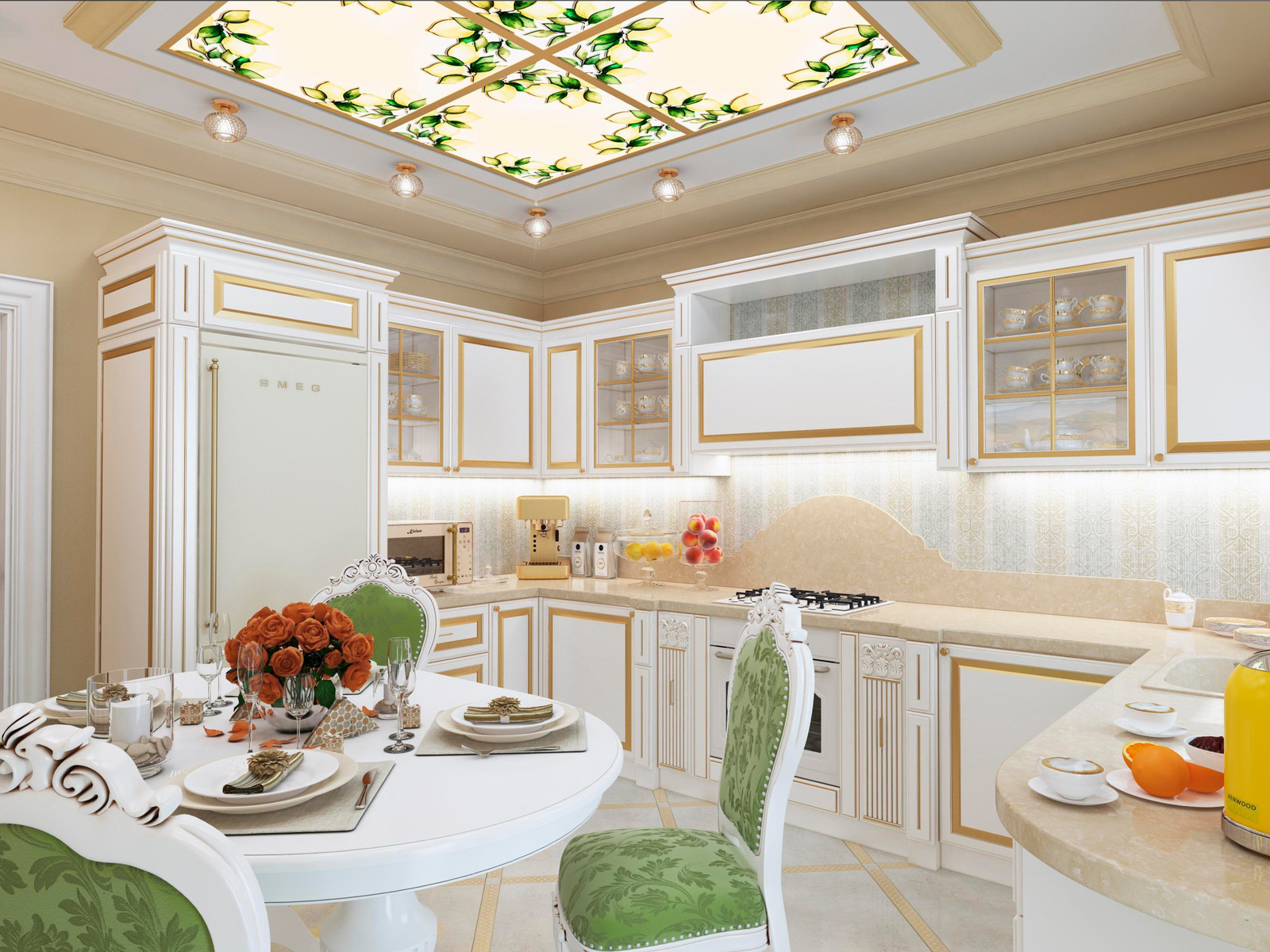 Классический интерьер с элементами греческого стиля