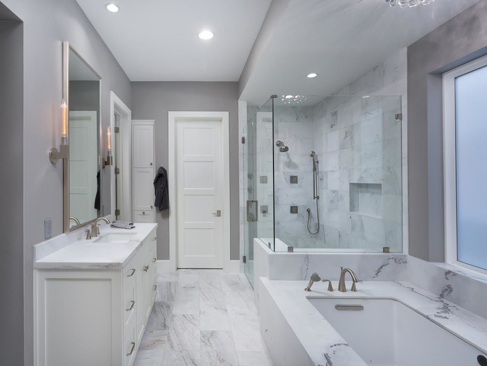 Master bathroom white and gray in Austin, TX - Transitional - Bathroom ...