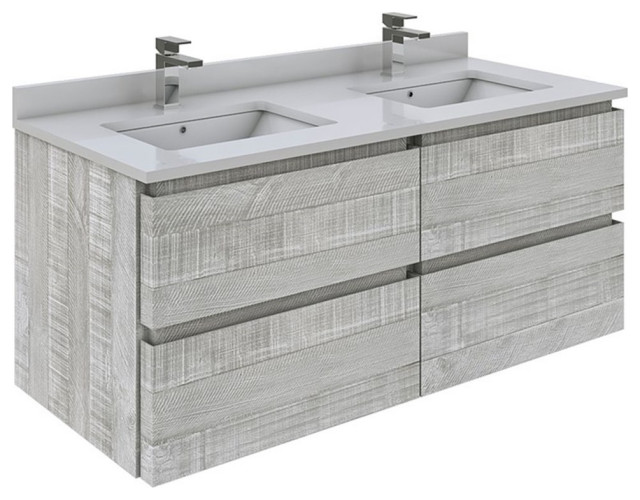 Fresca Stella 46" Wall Hung Double Bathroom in Ash Gray