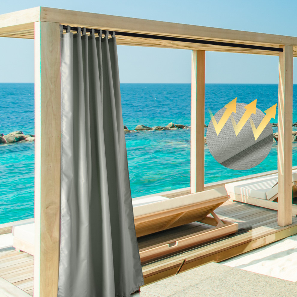 LAGarden Outdoor Curtain Panel Tab Top UV30+ Porch Pergola Backyard 2 Piece, Gray, 54"x84"