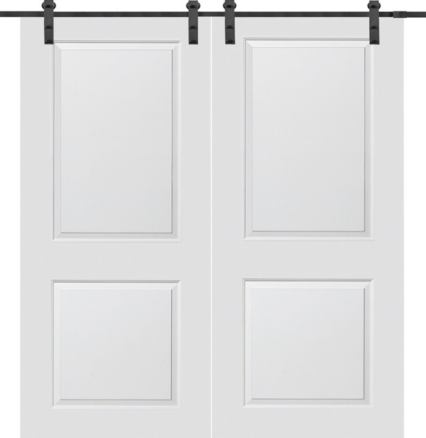 64 X80 Carrara Double Interior Door And Black Bent Strap Barn Door Hardware Kit