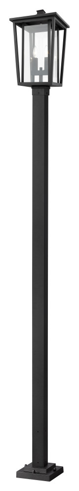 Z-Lite 2 Light Outdoor Post Mounted Fixture, Black, 571PHBS-536P-BK