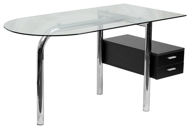 Flash Furniture Glass Computer Desk in Black
