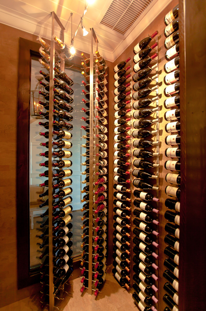 Photo of a beach style wine cellar in Raleigh.