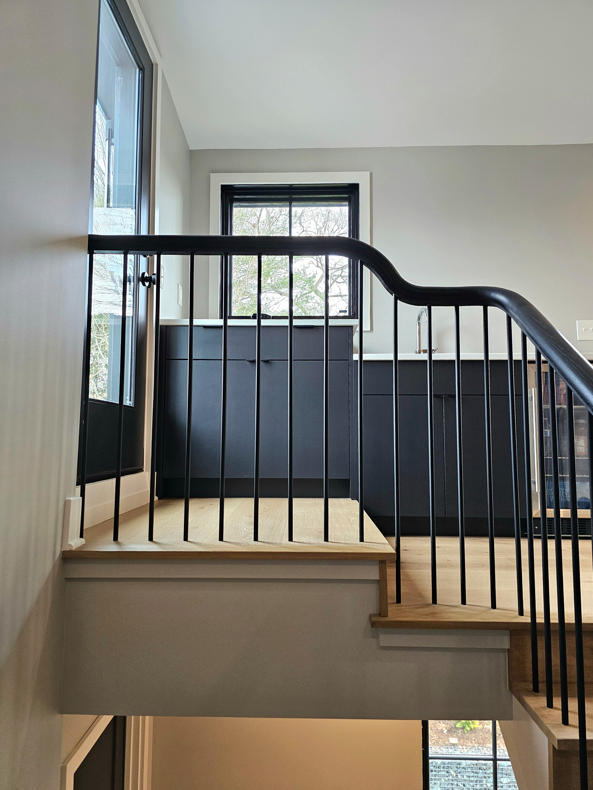115_Stunning Continuous Rail System on 3 Story Floating Stairs; Arlington, VA 22