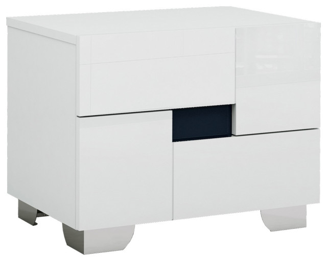 18" Superb White High Gloss Nightstand Contemporary Nightstands And