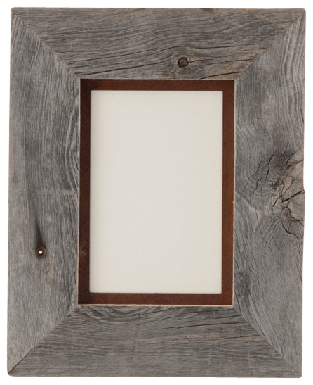 Barnwood Frame With Rusted Metal Mat Farmhouse Picture Frames Barnwood Frame With Rusted Metal Mat 5x7
