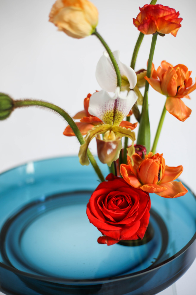 Flower arrangements in an&angel glass