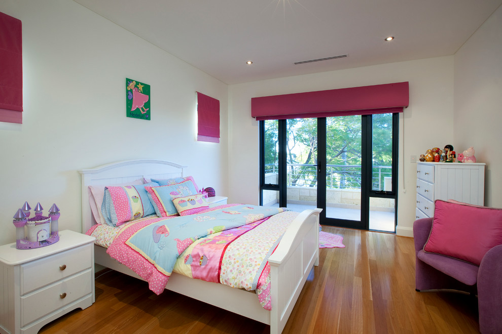 This is an example of a transitional bedroom in Perth.