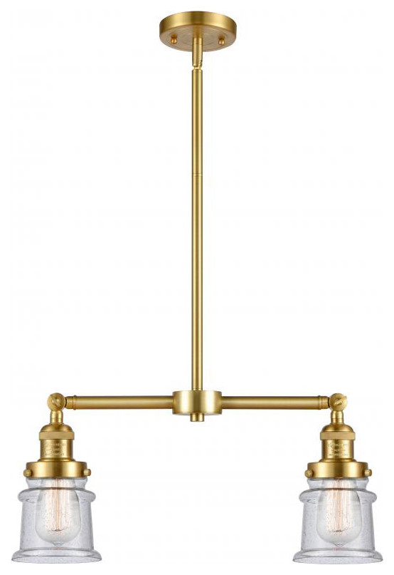 Franklin Restoration Small Canton 2 Light Chandelier, Satin Gold, Seedy