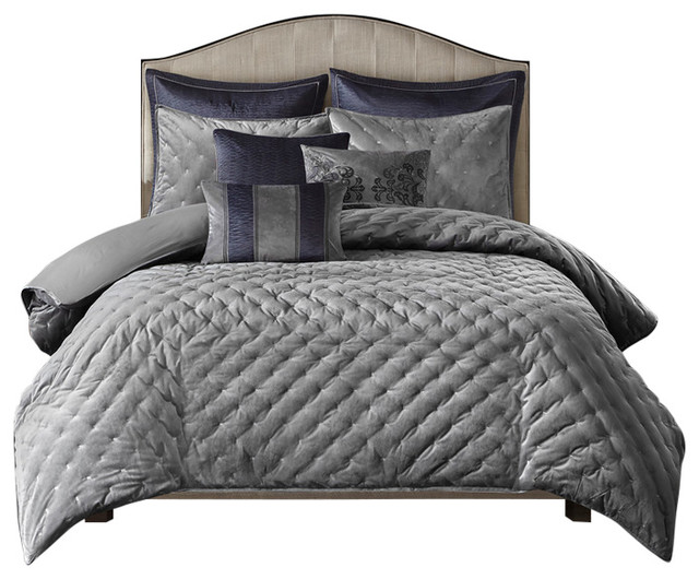 grey velvet ottoman king size bed