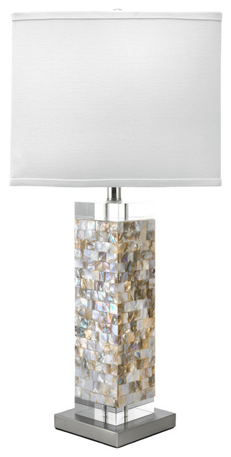 29 Mosaic Prism Linen Shade Satin, White Prism Table Lamps